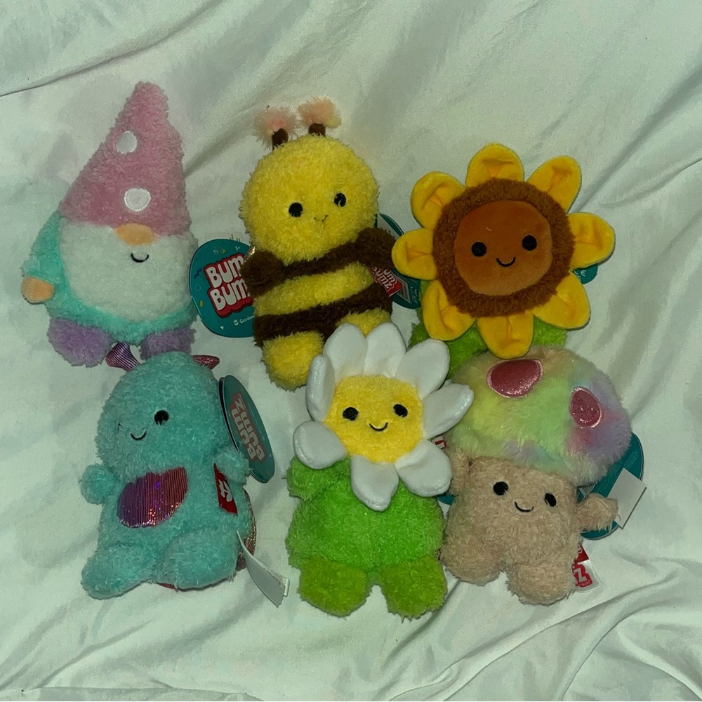 6 Bum Bumz GardenBumz 4.5” Inch Sullivan Bean NWT & Sticker Complete Set Spring
